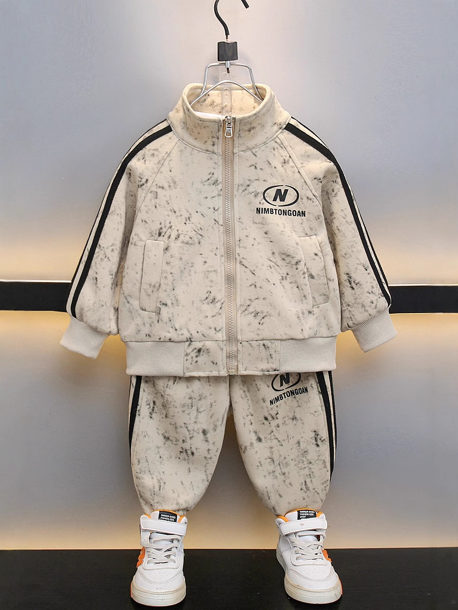 7705 primavera y otoño nuevo traje de ocio deportivo para niños bebé niño fresco y elegante traje de dos piezas
