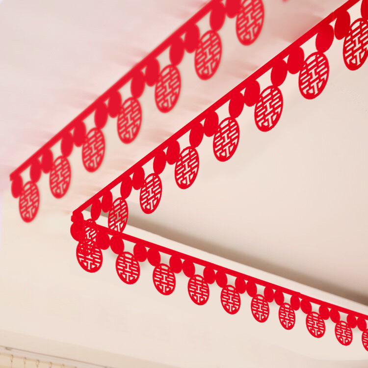 Wedding Room Decoration with Double Happiness Characters, Garland, New Room Wedding Celebration, Happy Scene, Bedroom Arrangement Set, Complete Set of Wedding Supplies