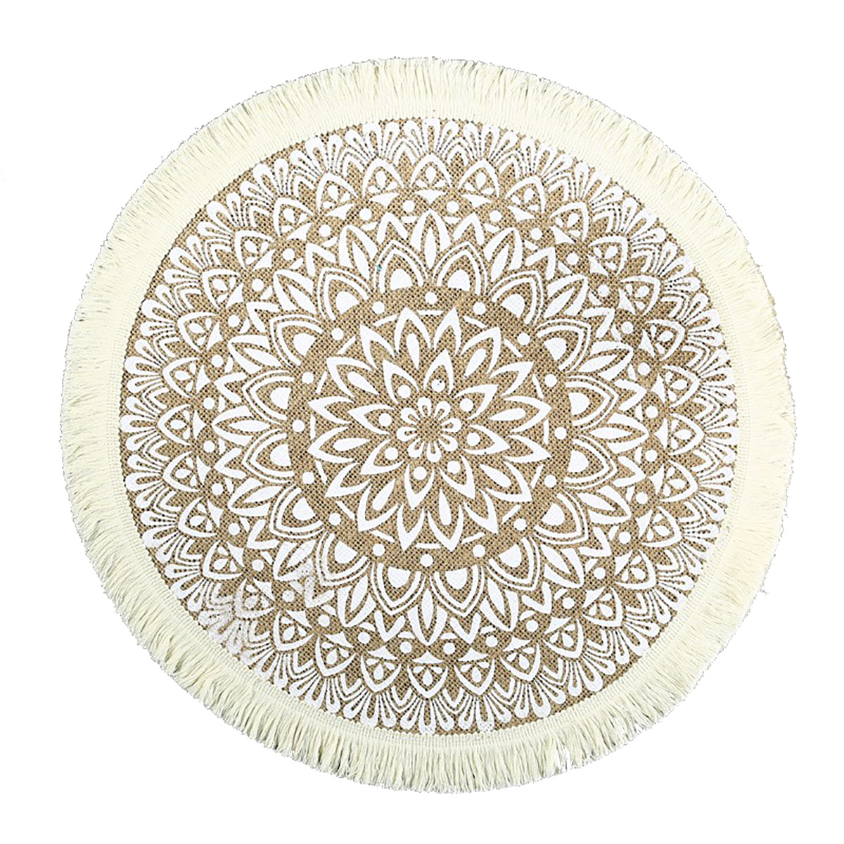 Inventario redondo de yute bordilla trenzada almohadilla de mesa ambiente decoración almohadilla de mesa retro almohadilla aislante térmico