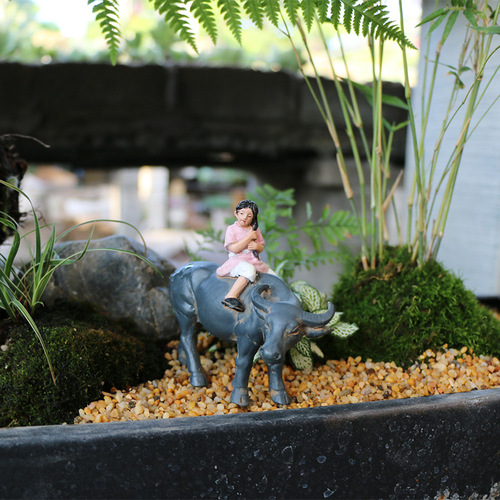 Animal buffalo ornaments micro landscape bonsai landscaping decorations flower pots courtyard rockery flowing water decoration home accessories