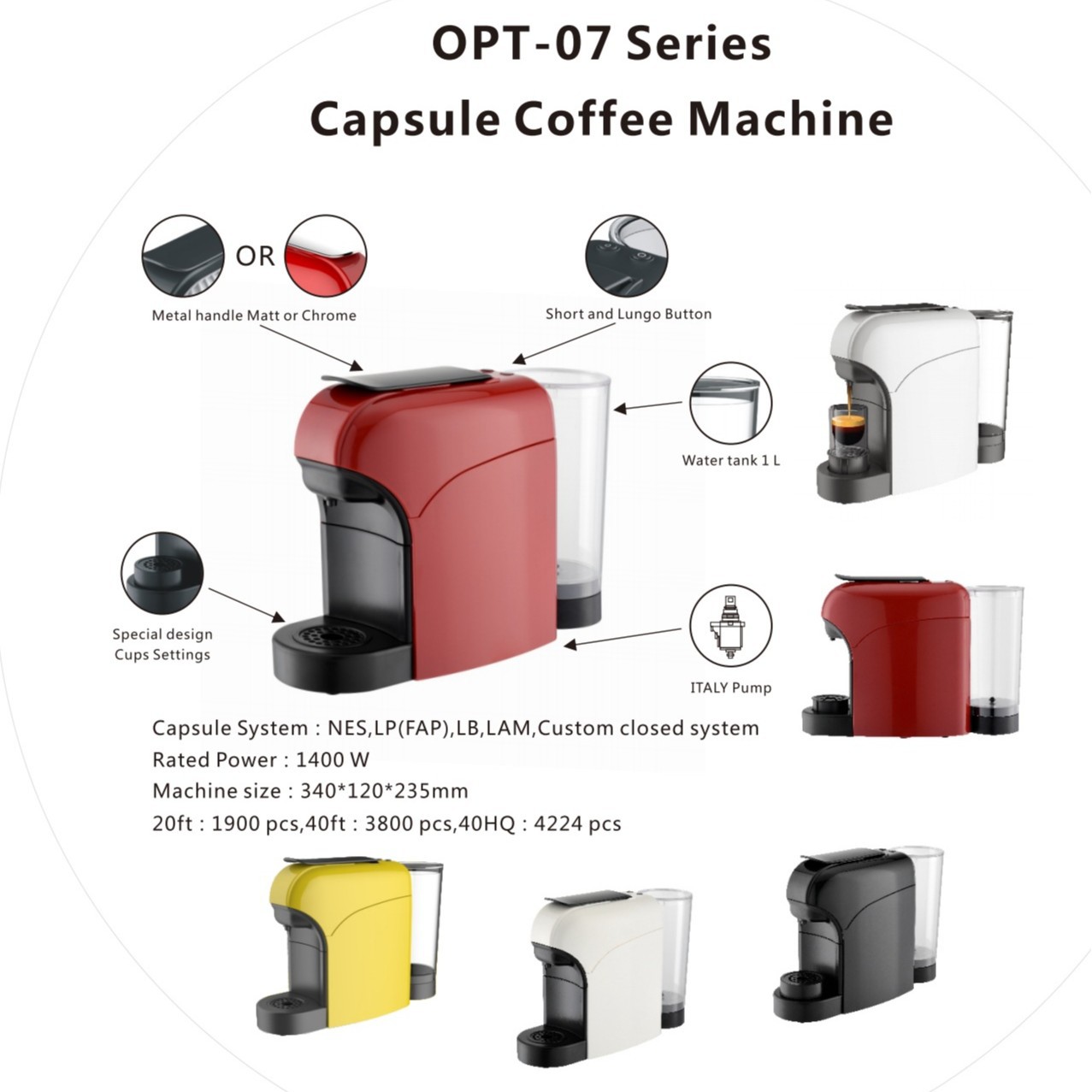 Cafetera de cápsula italiana transfronteriza portátil de oficina comercial pequeña cafetera doméstica americana 19 Pa