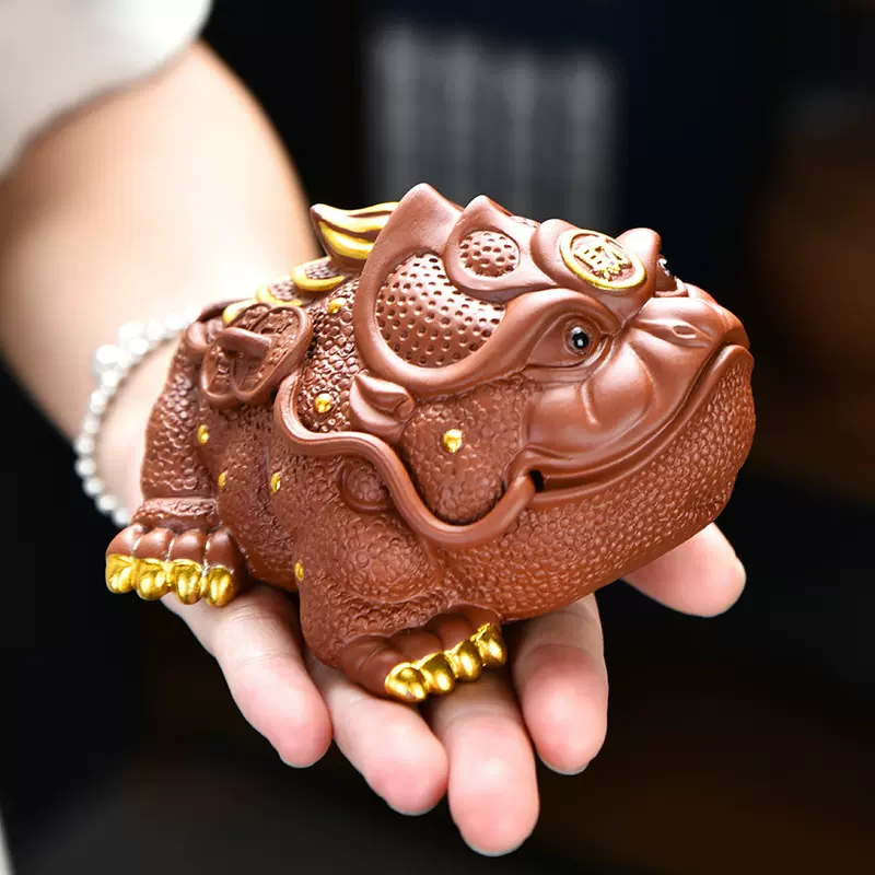 新品茶宠可养紫砂招财金蟾精品茶盘茶台装饰茶桌茶虫功夫茶具摆件