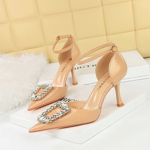 8323-K30 European and American style women's shoes, banquet high heels, shallow cut pointed hollowed out hollow rhi