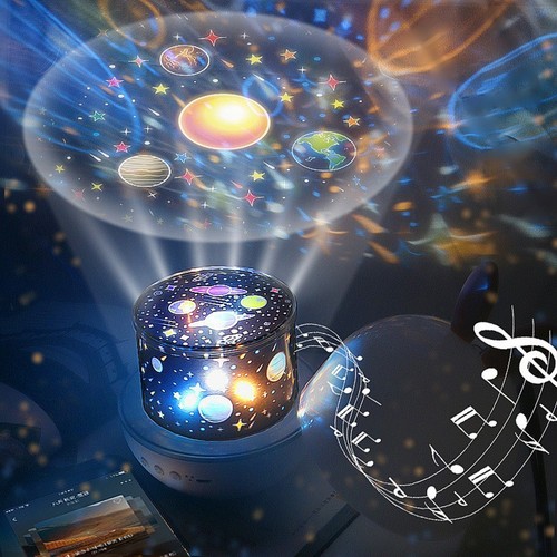 Cute Rabbit Starry Sky Projector Lamp USB Charging Remote Control Music Box Night Light Gift Cute Deer Bluetooth Speaker Timing Light