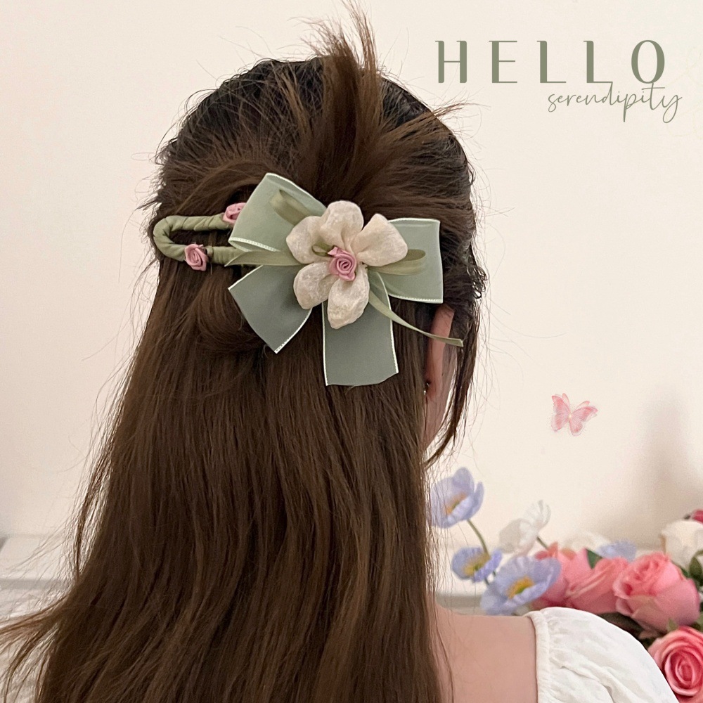 Nuevo super inmortal mallas flores clip de cabello adornamiento para el cabello de la cabeza de la niña dulce Sen sistema de clip de tiburón una palabra agarrar clip al por mayor