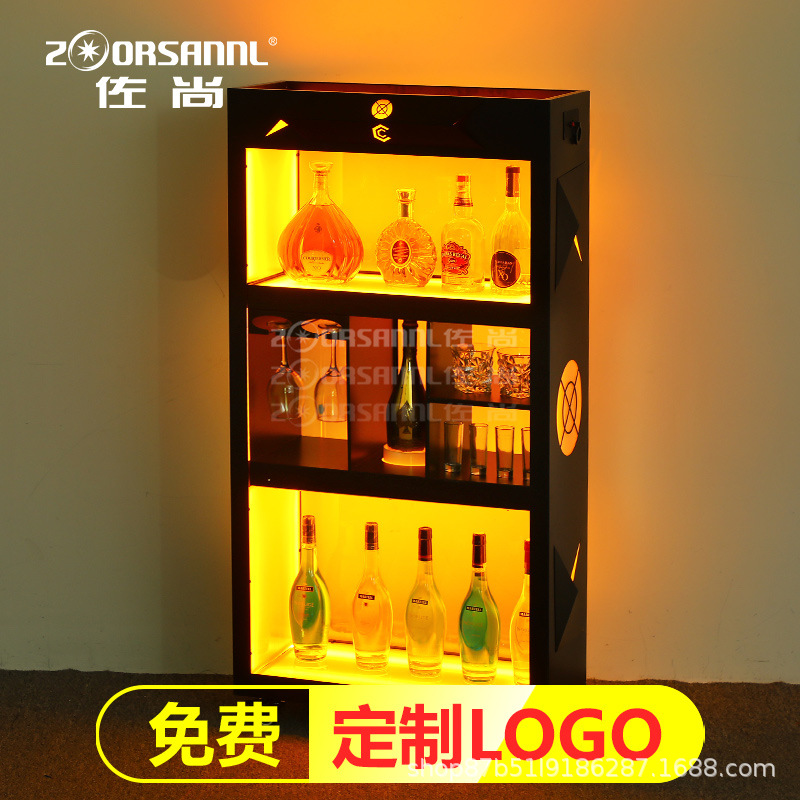 Zuoshang Bar emisor de luz melocotón negro un gabinete de vino Champagne LED vitrina de vino extranjero espectáculo nocturno KTV vino móvil gabinete de champán