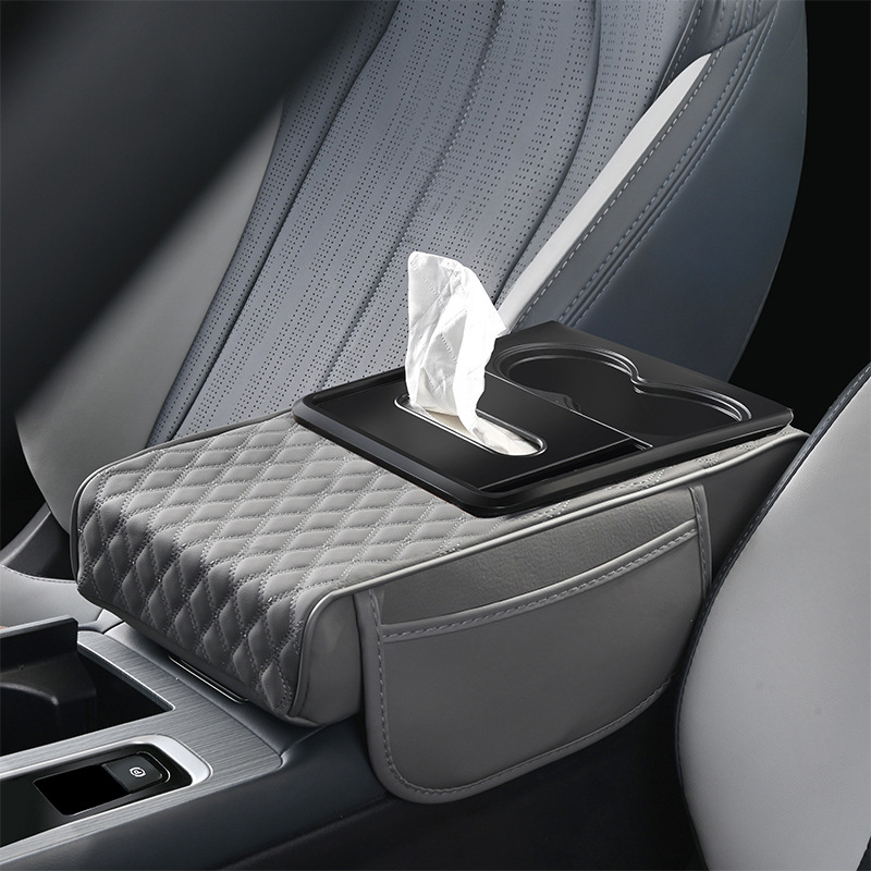 Tissue Cup Holder, Universal Armrest box pad - gray