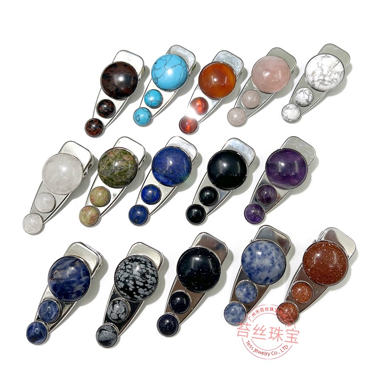 Natural stone color Crystal column hairpin amethyst headdress hair accessories DIY jewelry accessories