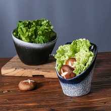 日式蔬菜桶陶瓷生菜桶放青菜碗调料斜口碗自助火锅餐具酱料碗商用