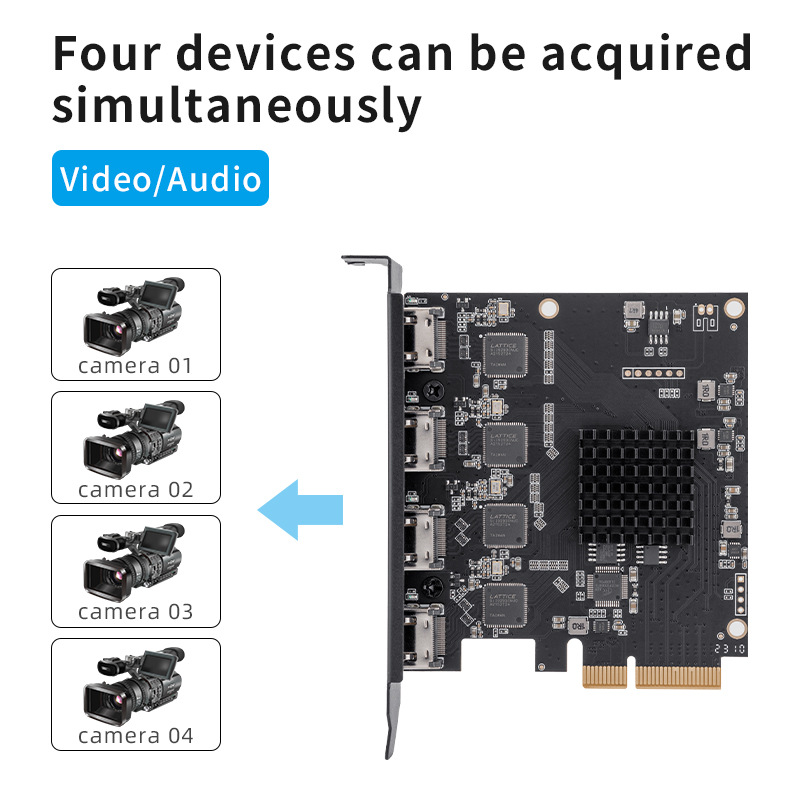 Tarjeta de captura HDMI de 4 vías multicanal HD 1080p video conferencia transmisión en vivo Director soporte VMIX streaming OBS