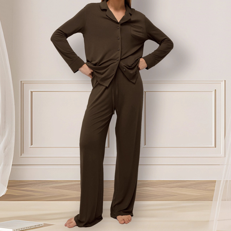 Modal European and American Cross-Border New Style Long-Sleeved Long Pants Loose Comfortable Pajama Set 2026 Autumn Wholesale Loungewear