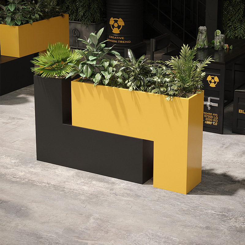 Caja de ventilación industrial cama de flores combinación de hierro forjado red al aire libre paisaje urbano departamento de ventas edificio de oficinas de calle comercial