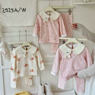 86013儿童早春睡衣套装2026新款女童家居服莱卡棉卡通舒适居家服