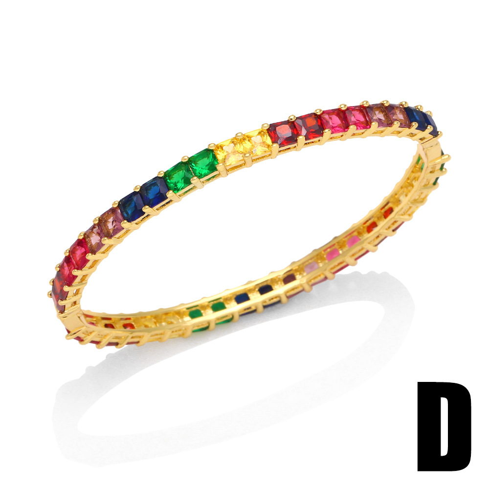 Fashion Colorful Copper Bangle Gold Plated Zircon Copper Bracelets