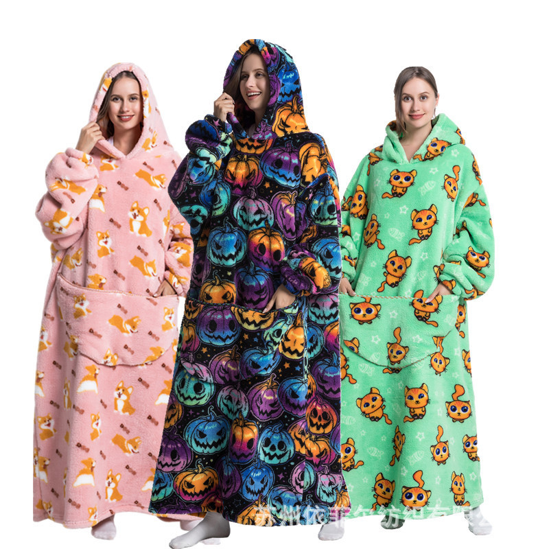 Blanket with Couple's Hoodie to Keep Out the Cold and Cold, Oversized Warm Pullover, Lazy Sweatshirt, Extra Long