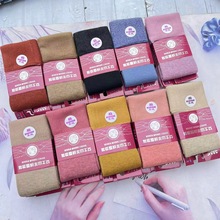 冬款男女士加厚双针棉面竖条纹山羊绒雪地袜中筒袜冷裤袜批发