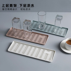 Multifunctional Double-layer Plastic Drain Tray Rectangular Fruit Basket Creative Kitchen Tray Tea Tray Home Fruit Plate