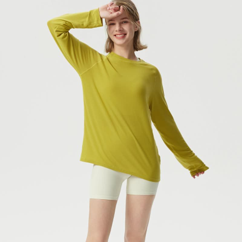 2025 New Autumn and Winter Yoga Clothes for Women, Loose Slimming Look Butt-Covering Fitness Clothes, Blouses, Training Running Tops, Long Sleeves