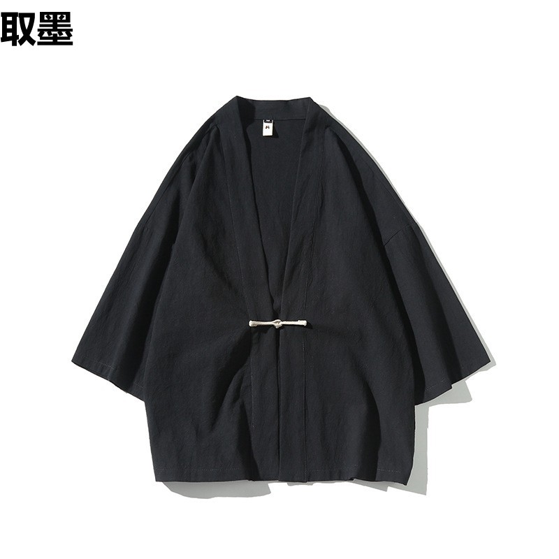 中式唐装改良汉服和服羽织中国风道袍男装民族风开衫棉麻盘扣外套