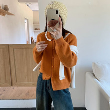 温柔甜美蕾丝娃娃领针织开衫女秋季2025新款百搭洋气宽松毛衣外套