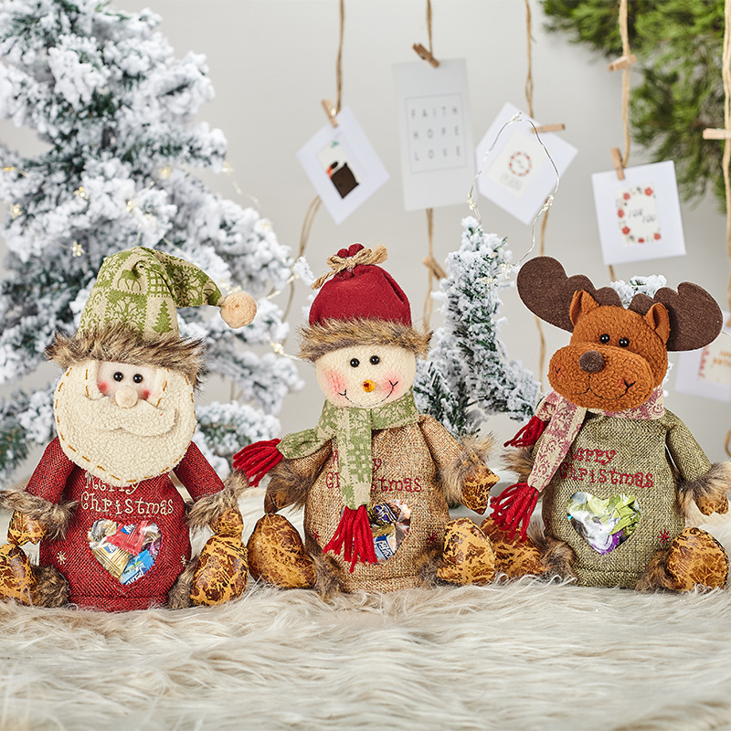 クリスマスサンタクロース雪だるま袋プレゼントジッパー袋平安夜リンゴ包装袋キャンディープレゼント袋卸売り|undefined