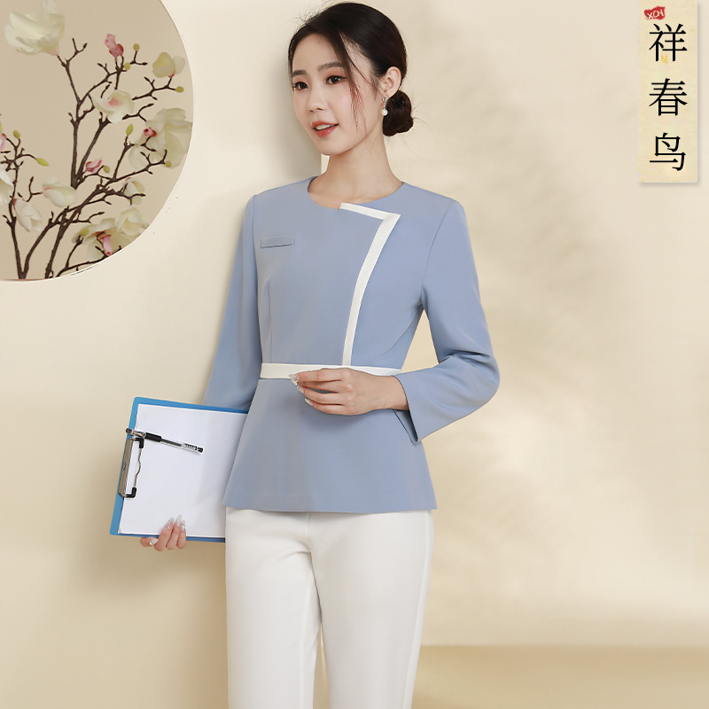 Xiangchunniao Beautician Work Clothes for Women Spring & Fall Medical Beauty Oral and Dental Front Desk Nurse Uniforms Women's Long-Sleeved Split Suit