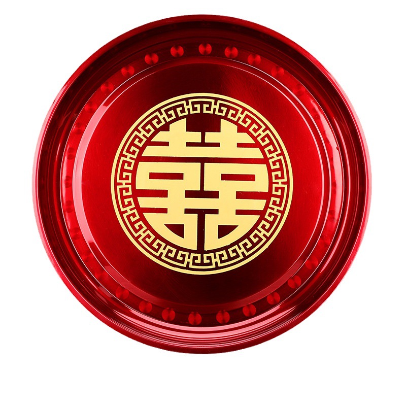 Suministros de la boda bandeja de la boda redonda grande placa roja té boda caramelo placa plato de fruta