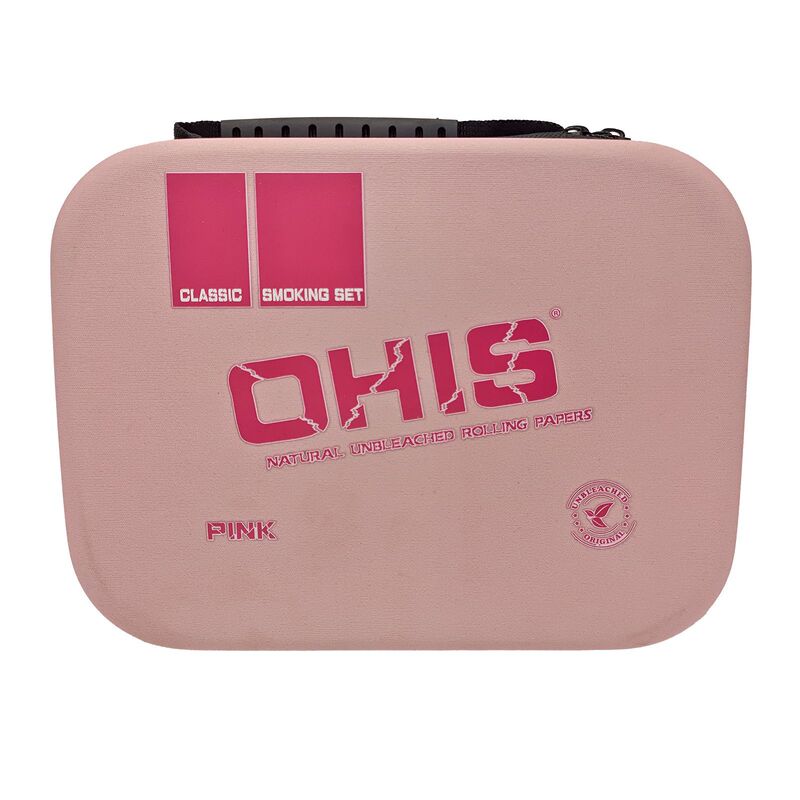 Ohis Pink Zipper Bag Smoking Set 10-Piece Portable Outdoor Hand-Rolling Operation Set Smoking Kit