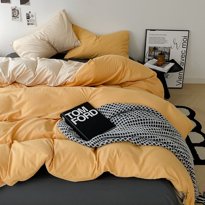 Cama de cuatro piezas A clase madre y bebé dormir desnudos ropa de cama de algodón lavado con agua cubierta cama dormitorio cama de tres piezas