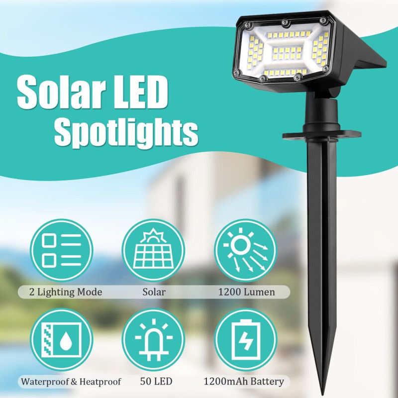 太陽エネルギー50ledスポットライト両用芝生ランプ家庭用屋外景観庭園壁灯花園照樹灯|undefined