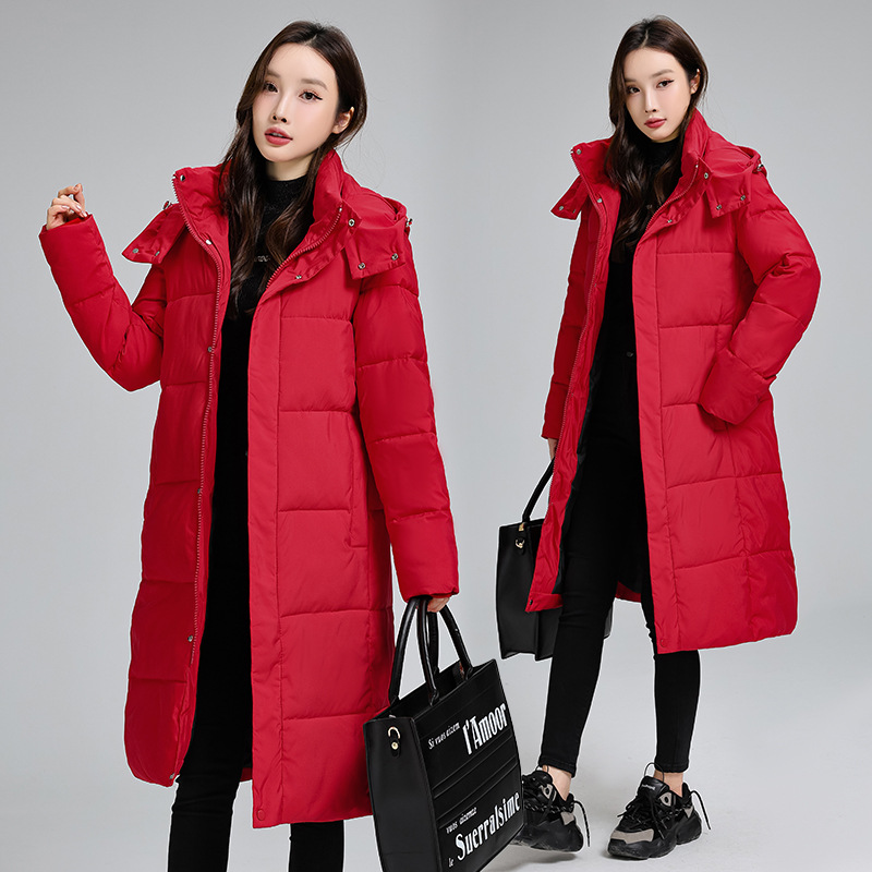 2025 invierno nuevo estilo de rodilla larga ropa de algodón de estilo de mujer ropa de algodón estudiantes de drama con chaqueta de algodón gruesa