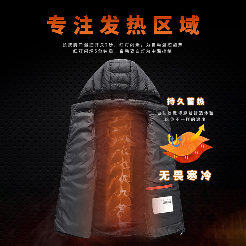 Transfronterizo inteligente chaleco caliente personalizado chaqueta de hombre caliente chaqueta de moda casual algodón caballo encapuchado logo impreso