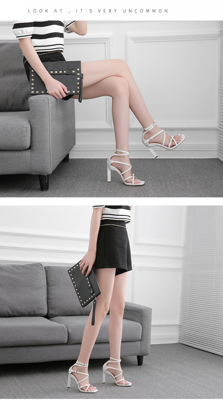  square toe cross strap high-heeled sandals nihaostyles wholesale clothing NSSO82153