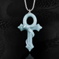 Оригинальный натуральный продукт Emerald Snake год кулон крест-змея духа змея ожерелье ледяной камень нефрит для мужчин и женщин хип-хоп кулон