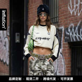 捷展男装|美式数码印拼色长袖26春季新品跨境欧美撞色T恤男女同款