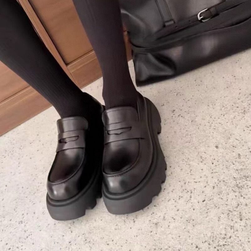 厚底英伦风乐福鞋女夏2025新款增高小个子一脚蹬懒人小皮鞋女单鞋|undefined