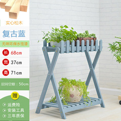 Outdoor Courtyard Succulent with Fence Planter Stand Balcony Wooden Flower Stand Double Layer Portable Floor Standing Shelf