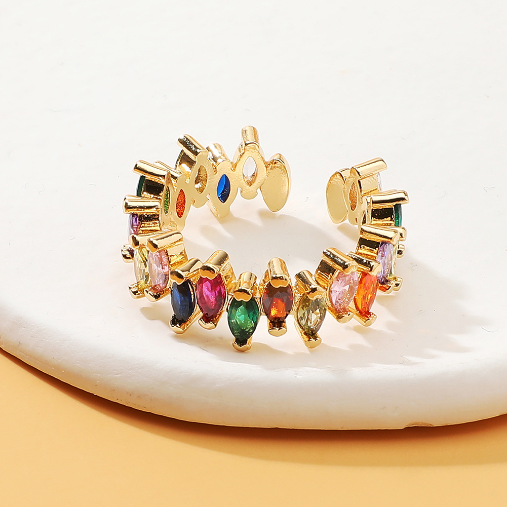 Fashion Water Droplets Copper Inlay Zircon Rings 1 Piece