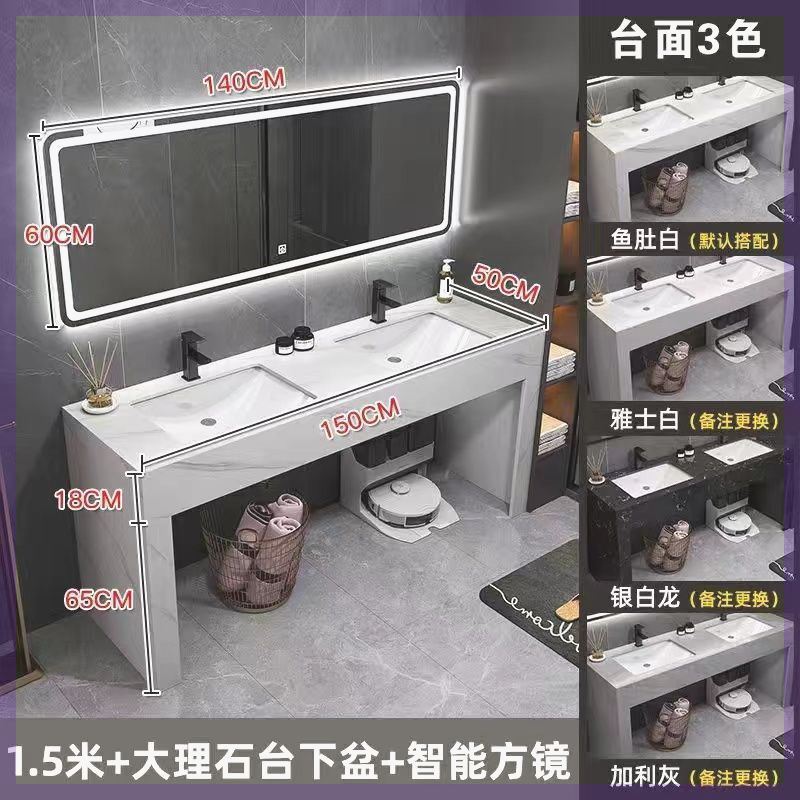 モダンでシンプルな大理石のダブル洗面台、洗面台、バスルーム洗面台、床置き型バスルームキャビネット|undefined