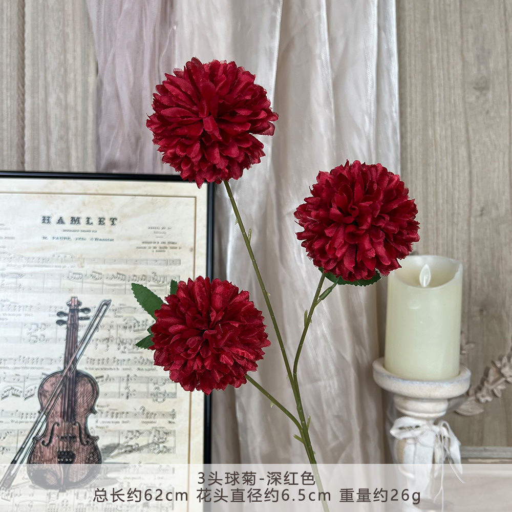 Gzh-3 head ball chrysanthemum-dark red