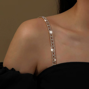 Cross-border Hot-selling Fashion Flash Diamond Shoulder Belt Chain Women's Anti-slip Belt Water Diamond Shoulder Belt Detachable Sling dress Shoulder Chain