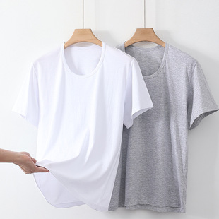 Middle-Aged and Elderly Summer Men's Cotton Undershirt Vest Thin Cotton Large Size Half-Sleeved Old Man's Shirt Bottoming Short-Sleeved T-Shirt