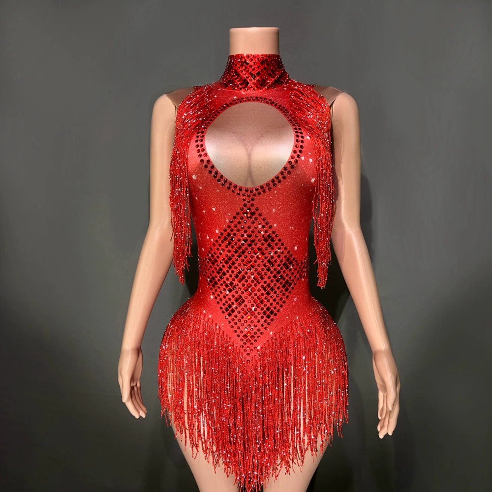 Европейская и американская трансграничная новинка: хит продаж на Amazon – сексуальная разноцветная юбка-мини с бахромой, стразами и молнией, без рукавов, для ночных клубов и танцев, с блестящими камнями.