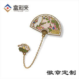 博物馆一拖二徽章定制，烤漆珐琅工艺景区企业定做锌合金金属镀银