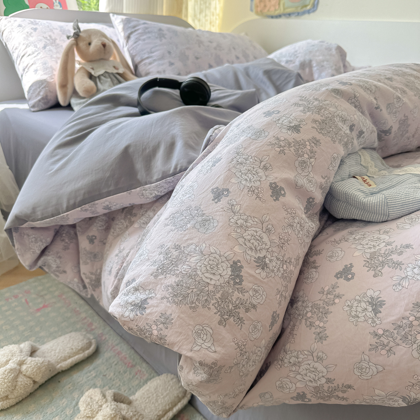 Nuevo algodón coreano de cuatro piezas, sábanas de algodón, cubierta de cama, dormitorio de estudiantes, ropa de cama de tres piezas