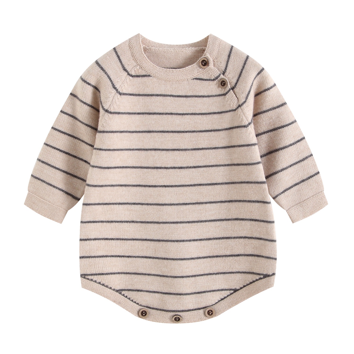 Spring and Autumn Unisex Baby Romper Long-Sleeve Striped Sweater Jumpsuit Infant Soft Romper Baby Sweater