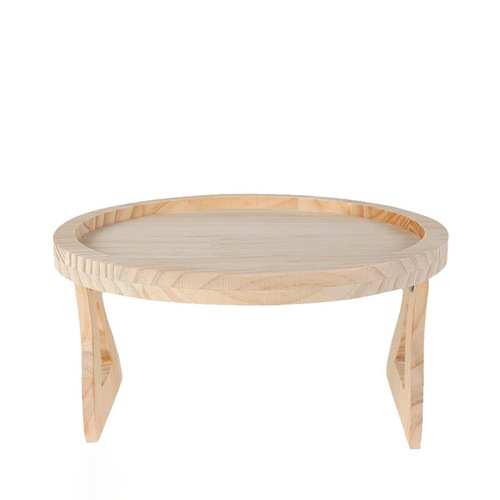 Wooden sofa round plate sofa with leg tray, foldable sofa armrest storage rack sofa table