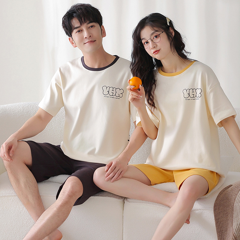 情侣睡衣夏季男女两件套纯棉短袖短裤卡通可爱套头夏天韩式家居服