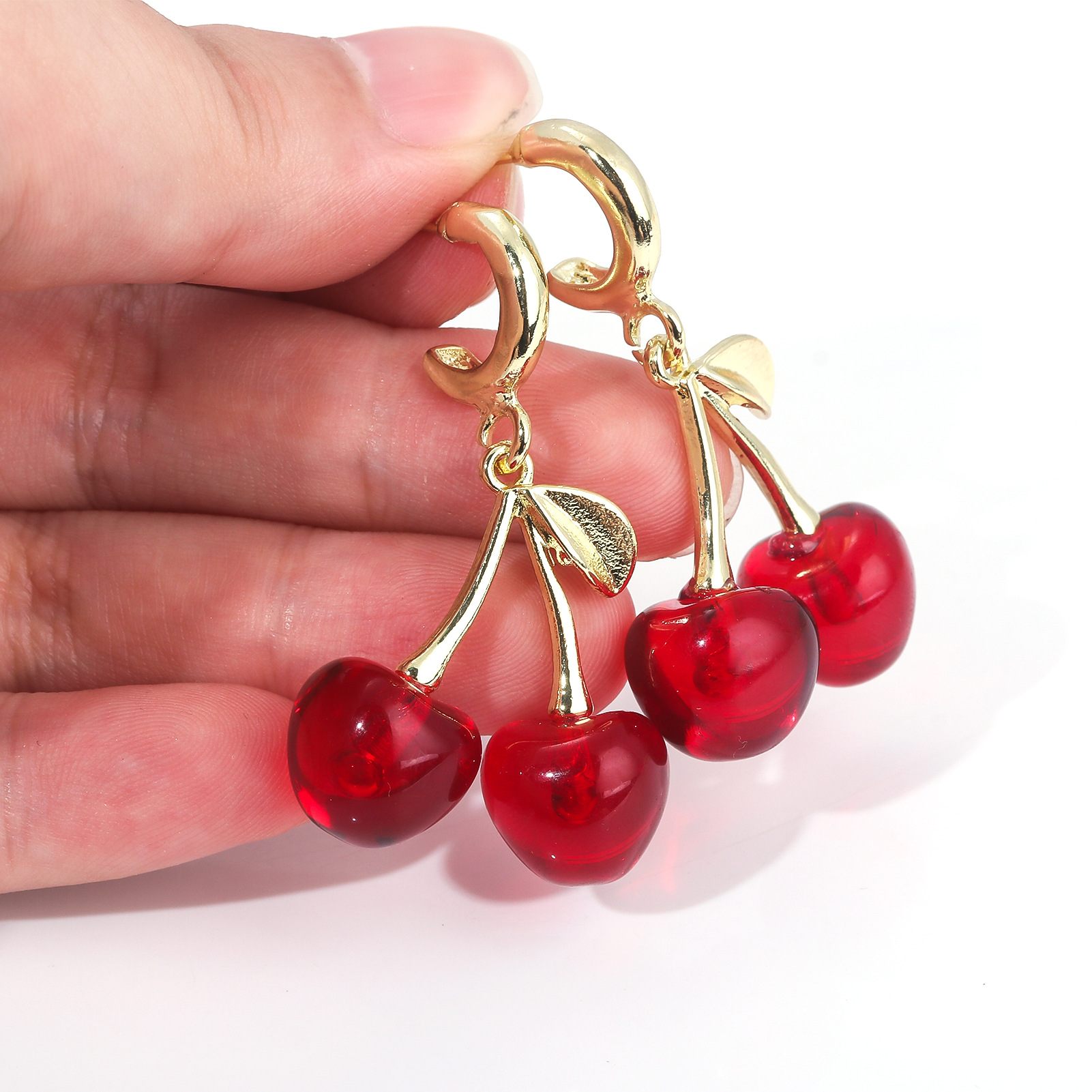 16g Weight Alloy Ear Needle Material Drop Earrings Classification 1 Pair Quantity Casual, Daily Occasion Zinc alloy Material Cherry Pattern Women's Gender Sweet Style 1 Pair Sweet Cherry Zinc Alloy Drop Earrings 16