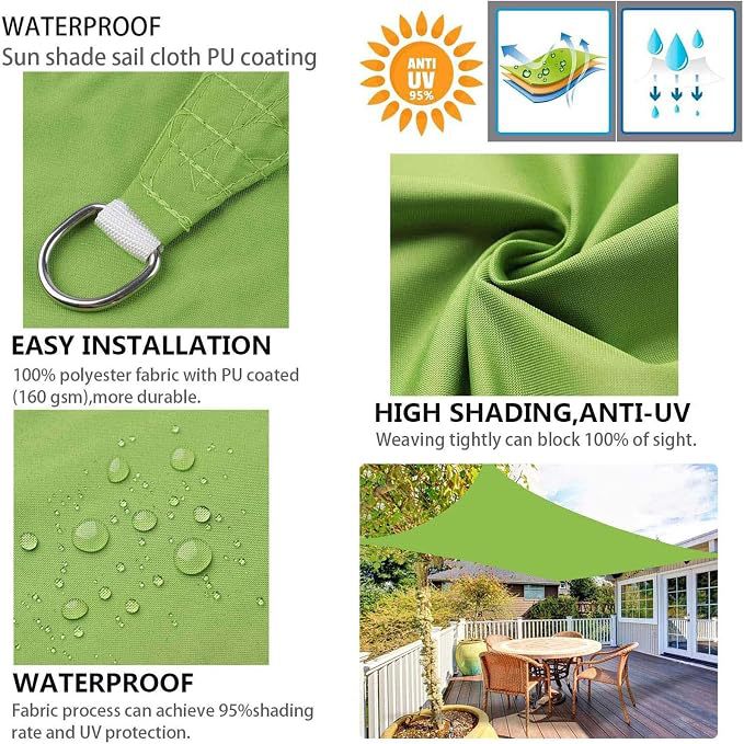 UV50+ rectangular sunshade sail, waterproof, wear-resistant, tear-resistant, outdoor sunshade canopy for garden terrace
